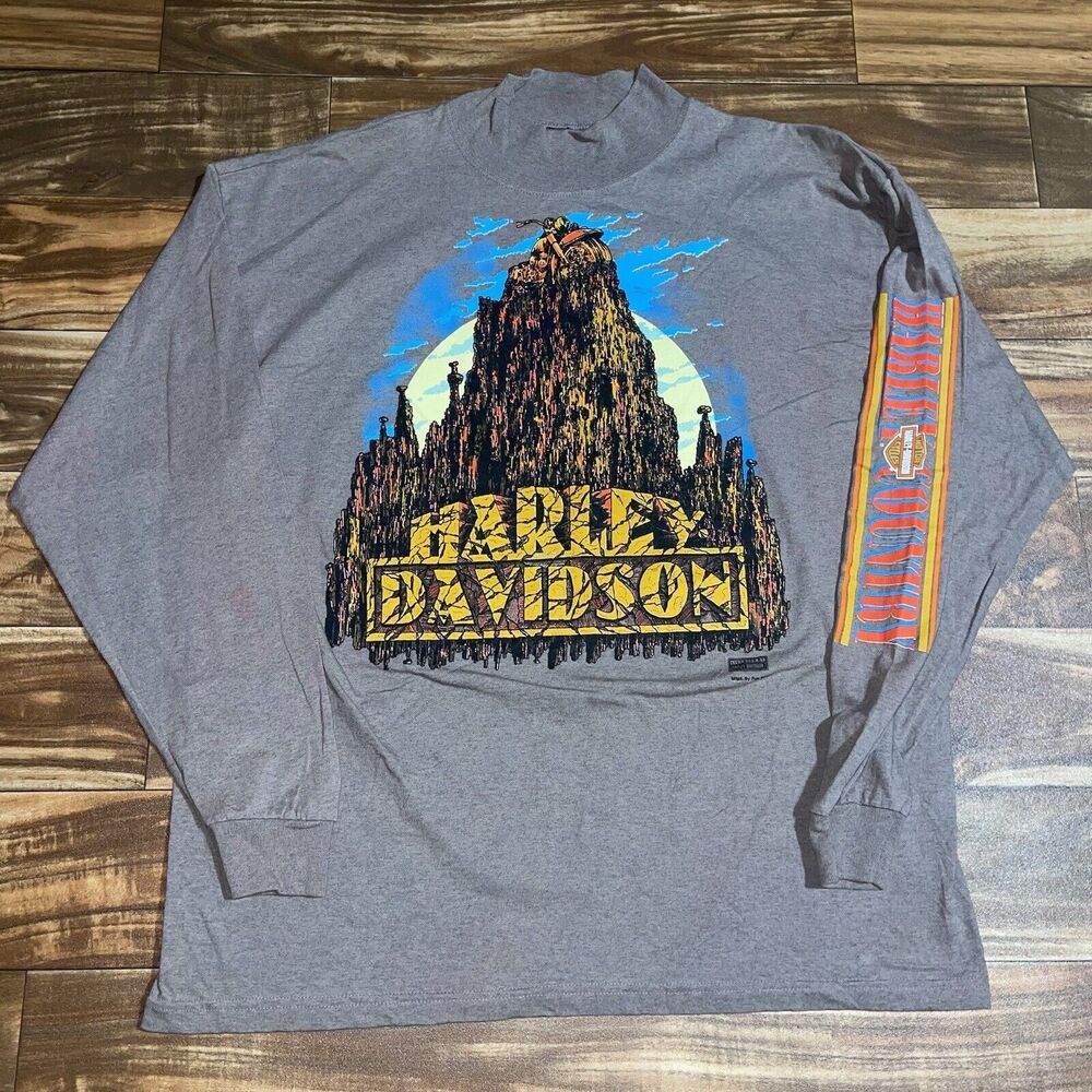 Vintage Harley Davidson Harley Country Long Sleeve Made In USA XL Sleeve Print